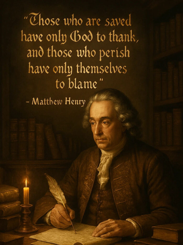 Those who are saved have only God to thank, and those who perish have only themselves to blame